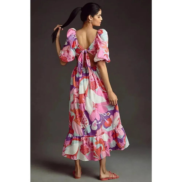 NWT Antik Batik Bahia Cutout Ruffle Maxi Dress Size US S EU 38 Floral #MA406 - Picture 1 of 13